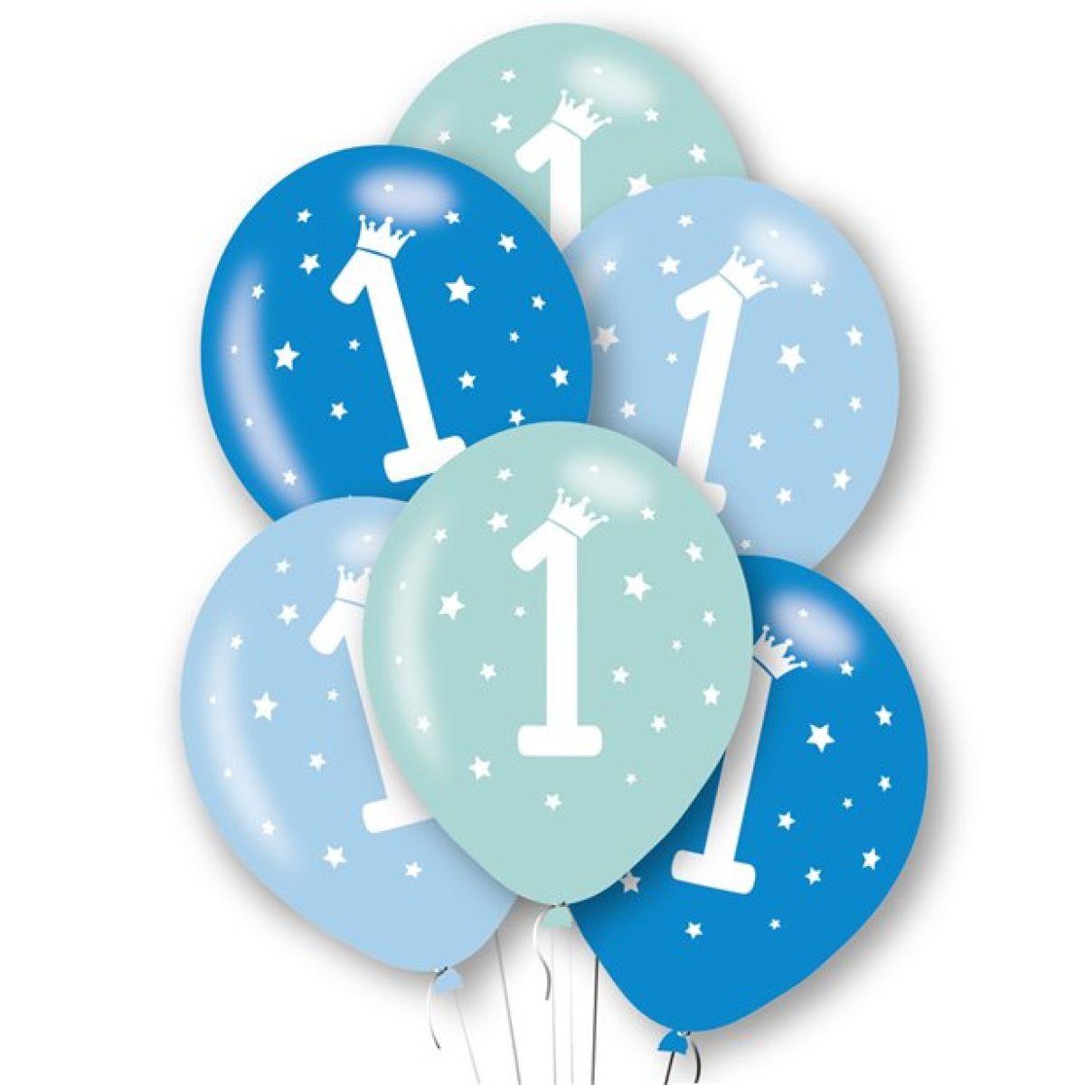 Baloane de Decor, Flippy, Set 10 Baloane de Decor pentru Aniversare 1 An, Model pentru Baieti, din Latex 25 cm,