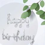 Set 10 Baloane din Folie Metalizata, Flippy, Figurine Litere, Model Scris de Mana Happy Birthday, Tema Aniversare, 40