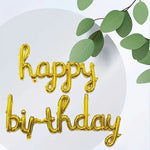 Set 10 Baloane din Folie Metalizata, Flippy, Figurine Litere, Model Scris de Mana Happy Birthday, Tema Aniversare, 40