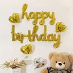 Set 10 Baloane din Folie Metalizata, Flippy, Figurine Litere, Model Scris de Mana Happy Birthday, Tema Aniversare, 40