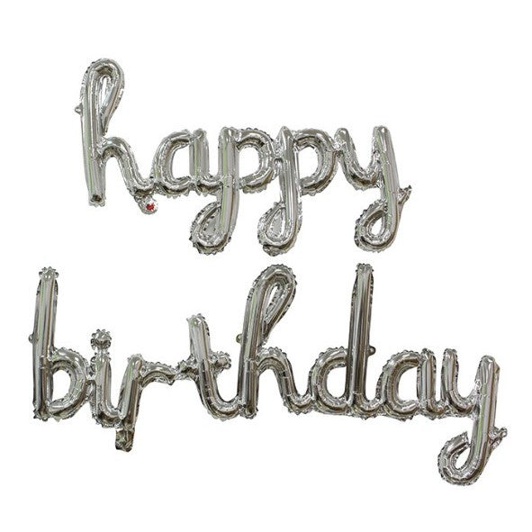 Set 10 Baloane din Folie Metalizata, Flippy, Figurine Litere, Model Scris de Mana Happy Birthday, Tema Aniversare, 40