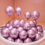 Set 10 Baloane din Latex Chrome, Flippy, Model Party, 23 cm, Mov, 2.2 g