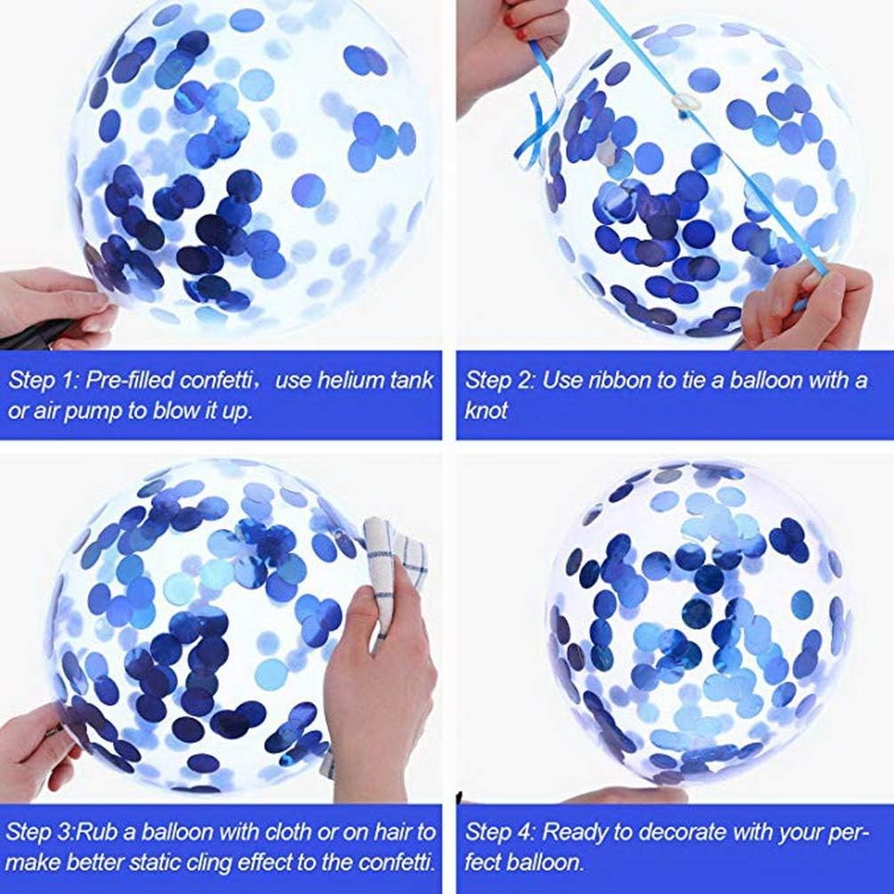Set 10 Baloane din Latex, Flippy, Model Party Confetti, 5 x Confetti, 5 x Albastru, 25 cm, 2.2g
