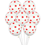 Set 10 Baloane din Latex, Flippy, Model Party cu Buline, 30 cm, Alb si Rosu, 2.8 g