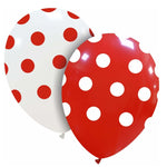 Set 10 Baloane din Latex, Flippy, Model Party cu Buline, 30 cm, Alb si Rosu, 2.8 g