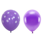 Set 10 Baloane din Latex, Flippy, Model Party cu Buline si Simple, 30 cm, Mov, 2.8 g