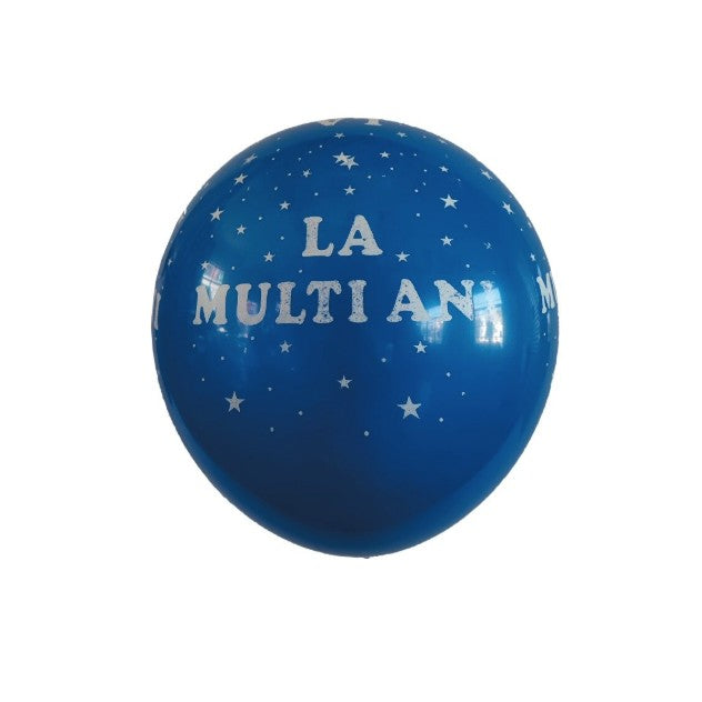 Set 10 Baloane din Latex, Flippy, Model Party, Print Aniversare La Multi Ani, 23 cm, Albastre