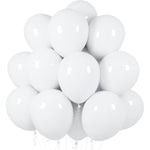Set 10 Baloane din Latex Metalizate, Flippy, Model Party, Alb, Argintiu, 23 cm, 2.2 g
