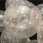 Set 10 Baloane din Latex Transparente, Flippy, Model Party, 30 cm, Stelute Albe, 2.8 g