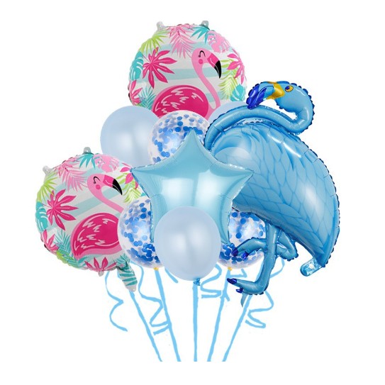 Set Baloane party aniversare, Flippy, din Folie de aluminiu si Latex, set din 10 baloane Flamigo Party, 1 stea, 5