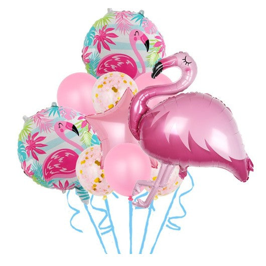 Set Baloane party aniversare, Flippy, din Folie de aluminiu si Latex, set din 10 baloane Flamigo Party, 1 stea, 5