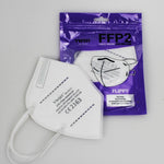 Set 10 bucati Masca de protectie faciala, Flippy®️, de unica folosinta, FFP2 CE 2163, 5 straturi, nesterila, ambalaj