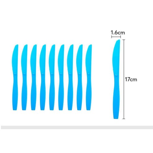 Set 10 Cutite de Unica folosinta, Flippy, Plastic 17x1.6 cm, albastru