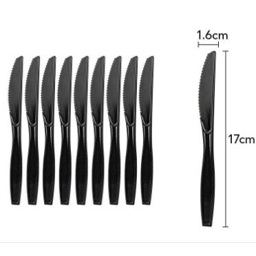 Set 10 Cutite de Unica Folosinta, Flippy, Plastic, 17x1.6 cm, negru
