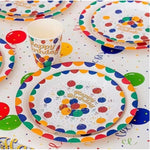 Set 10 Farfurii de Unica Folosinta, Flippy, din Carton, 18 cm, Model Happy Birthday, Multicolor