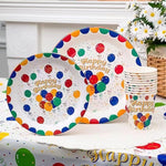 Set 10 Farfurii de Unica Folosinta, Flippy, din Carton, 23 cm, Model Happy Birthday, Multicolor