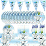 Set 10 Farfurii Unica Folosinta, Flippy, Imprimeu Elefant, din Carton, 22 cm, Albastru