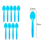 Set 10 Linguri de Unica Folosinta Flippy, Plastic, Albastru, 15x3.3 cm