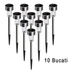 Set 10 Lampi Solare Led pentru Gradina, Flippy, 5.5 x 36.5 cm, Buton On-Off, Lumina Alb Cald, Argintiu