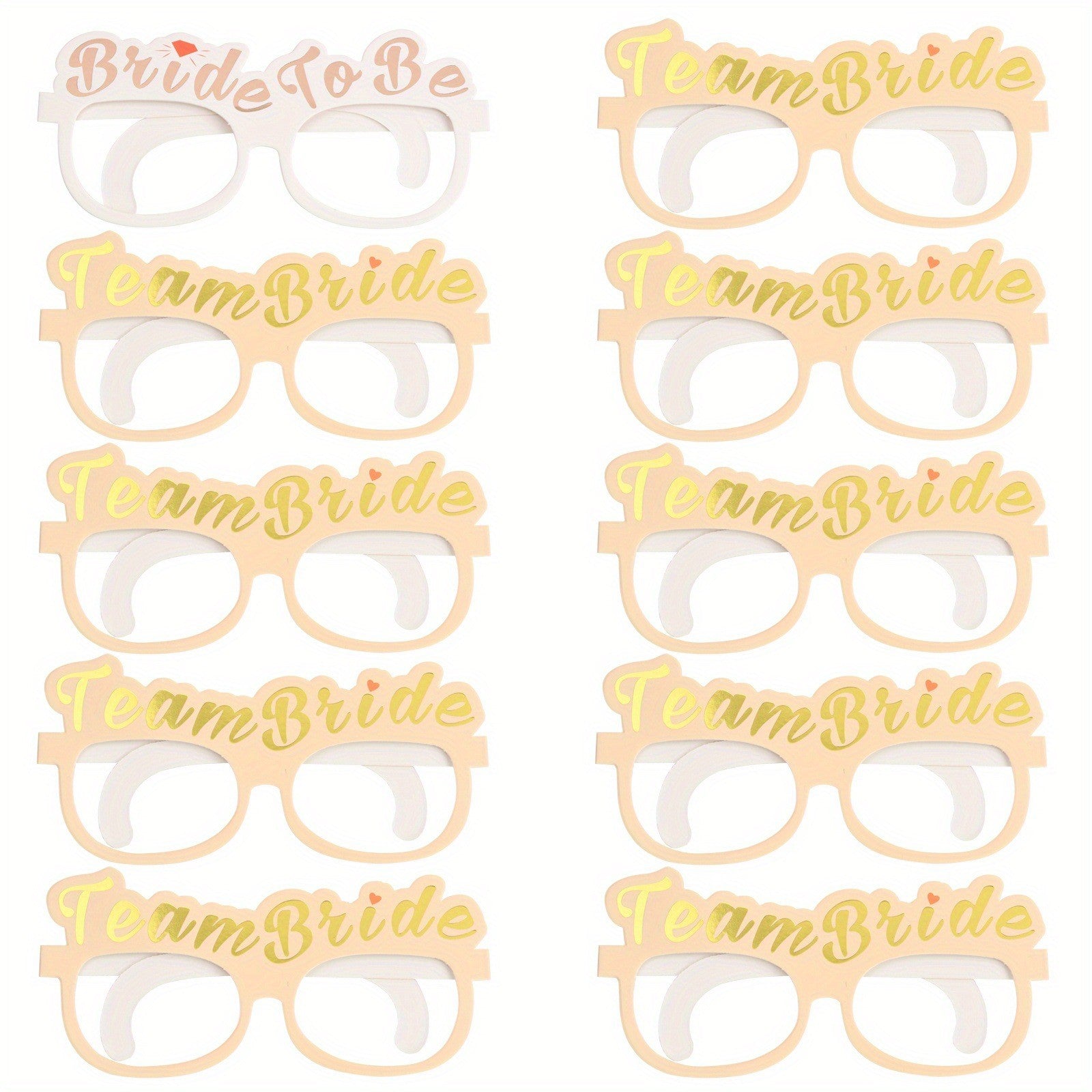 Set 10 Ochelari, Flippy, Tematica Petrecerea Burlacitelor, Model Team Bride si Bride to Be, 9 x Roz, 1 x Alb
