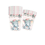 Set 10 Pahare, Flippy, Imprimeu Elefant, din Carton, 7.5 x 8.5 cm, Roz