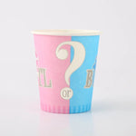 Set 10 Pahare Gender Reveal, Flippy, Girl or Boy, din Carton, 7 x 5 x 8.5 cm, 250 ml, Roz/Albastru