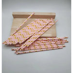 Set 10 Paie, Flippy, din Hartie, 19.5 cm, Model cu Buline Aurii, Roz