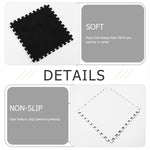 Set 10 Piese Covor tip Puzzle, Flippy, Spuma EVA, Pufos, 30 x 30 x 1 cm, Negru