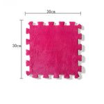 Set 10 Piese Covor tip Puzzle, Flippy, Spuma EVA, Pufos, 30 x 30 x 1 cm, Roz