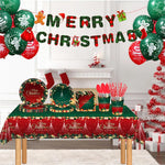 Set 119 Piese, Flippy, pentru Masa de Craciun, Farfurii 18 cm, Farfurii 23 cm, Pahare, Servetele, Tacamuri, Fata de