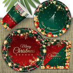 Set 119 Piese, Flippy, pentru Masa de Craciun, Farfurii 18 cm, Farfurii 23 cm, Pahare, Servetele, Tacamuri, Fata de