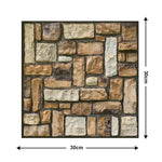 Set 10 Placi Tapet 3D, Flippy, 30 x 30 cm, din PVC, Tip Piatra, Suprafata acoperita 0.9 mp, Autoadeziv, Maro