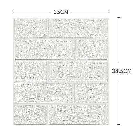 Set 10 Placi Tapet 3D, Flippy, 35 x 38 cm, Grosime 3 mm, din Polietilena, Model Caramida, Suprafata acoperita 1.33 mp,