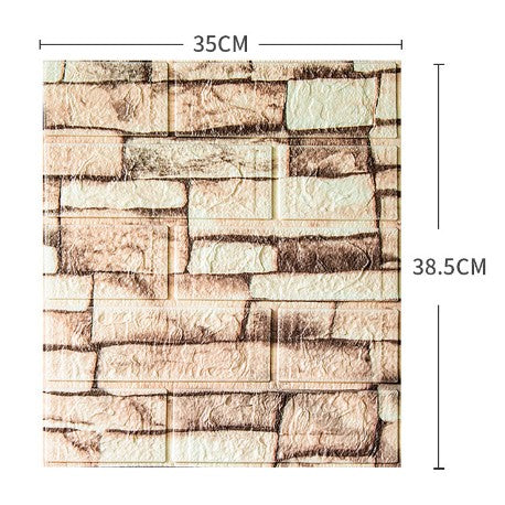 Set 10 Placi Tapet 3D, Flippy, 35 x 38 cm, Grosime 3 mm, din Polietilena, Model Caramida, Suprafata acoperita 1.33 mp,