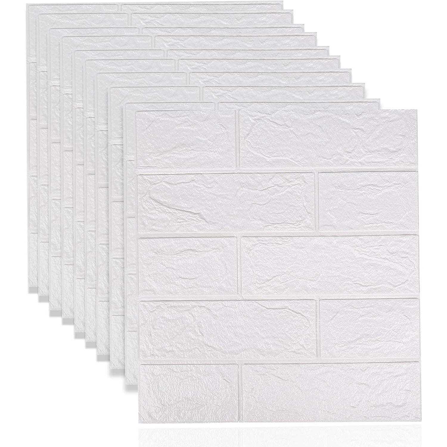 Set 10 Placi Tapet 3D, Flippy, 35 x 38 cm, Grosime 3 mm, din Polietilena, Model Caramida, Suprafata acoperita 1.33 mp,