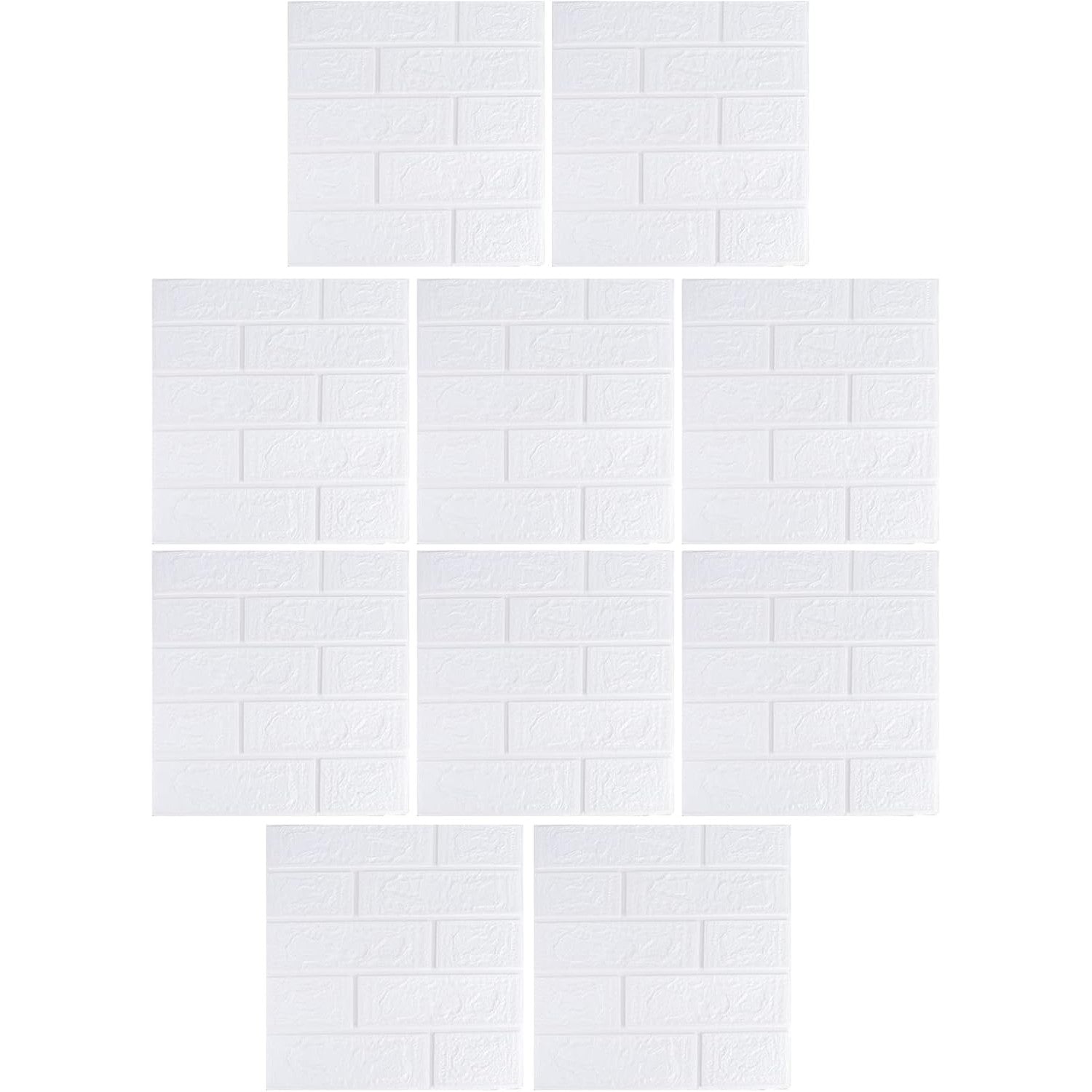Set 10 Placi Tapet 3D, Flippy, 35 x 38 cm, Grosime 3 mm, din Polietilena, Model Caramida, Suprafata acoperita 1.33 mp,