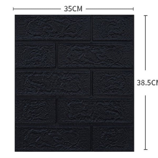 Set 10 Placi Tapet 3D, Flippy, 35 x 38 cm, Grosime 3 mm, din Polietilena, Model Caramida, Suprafata acoperita 1.33 mp,