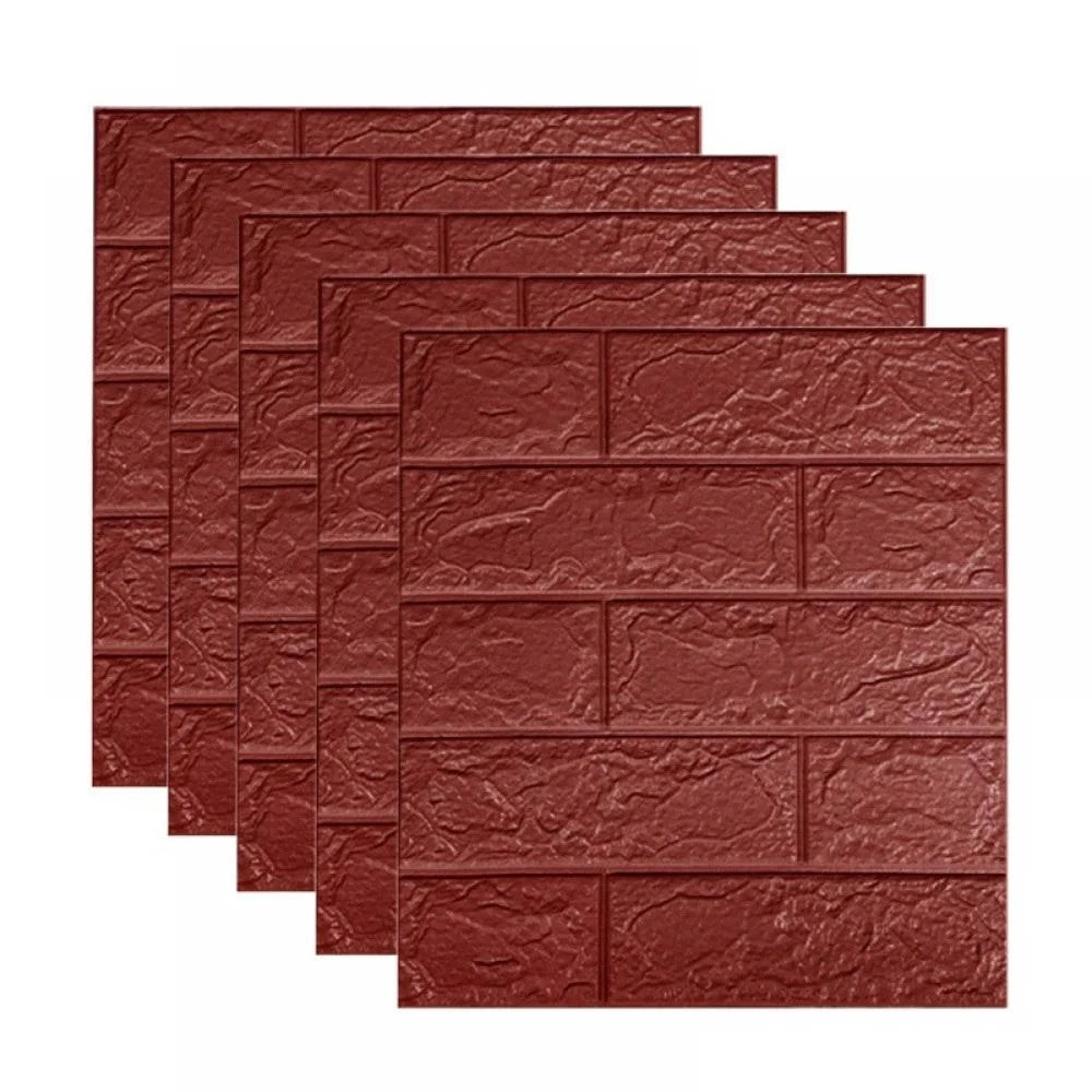 Set 10 Placi Tapet 3D, Flippy, 35 x 38 cm, Grosime 3 mm, din Polietilena, Model Caramida, Suprafata acoperita 1.33 mp,