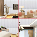 Set 10 Placi Tapet 3D, Flippy, 70 x 70 cm, Grosime 3 mm, din Rasina, Tip Placi de Lemn, Suprafata Acoperita 4.9 mp, Alb