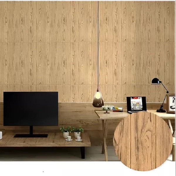 Set 10 Placi Tapet 3D, Flippy, 70 x 70 cm, Grosime 3 mm, din Rasina, Tip Placi de Lemn, Suprafata Acoperita 4.9 mp,