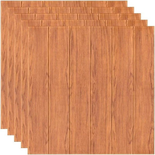 Set 10 Placi Tapet 3D, Flippy, 70 x 70 cm, Grosime 3 mm, din Rasina, Tip Placi de Lemn, Suprafata Acoperita 4.9 mp,