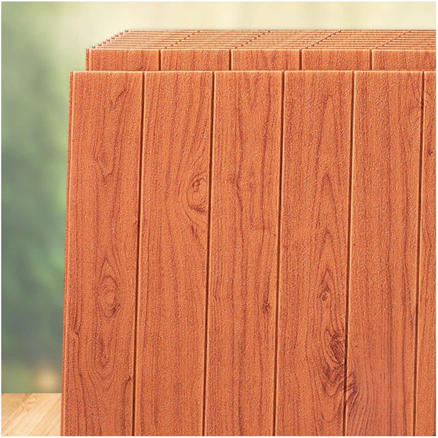 Set 10 Placi Tapet 3D, Flippy, 70 x 70 cm, Grosime 3 mm, din Rasina, Tip Placi de Lemn, Suprafata Acoperita 4.9 mp,