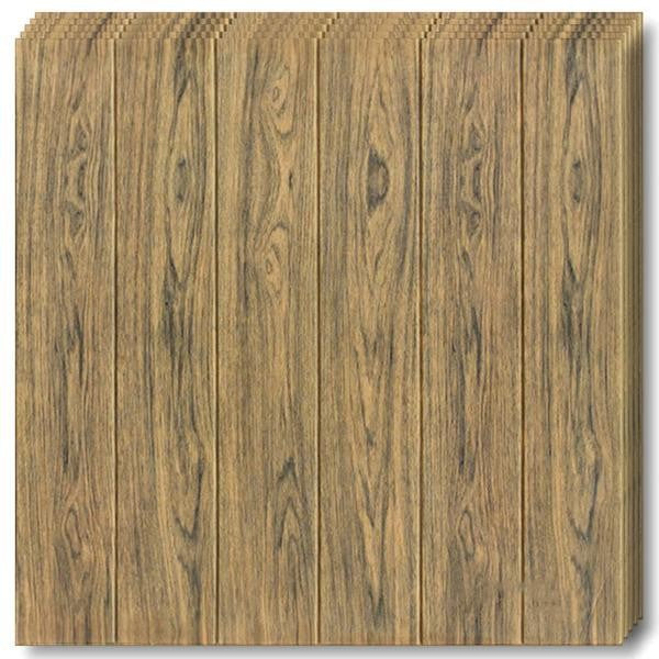 Set 10 Placi Tapet 3D, Flippy, 70 x 70 cm, Grosime 3 mm, din Rasina, Tip Placi de Lemn, Suprafata Acoperita 4.9 mp,