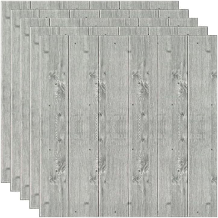Set 10 Placi Tapet 3D, Flippy, 70 x 70 cm, Grosime 3 mm, din Rasina, Tip Placi de Lemn, Suprafata Acoperita 4.9 mp, Gri