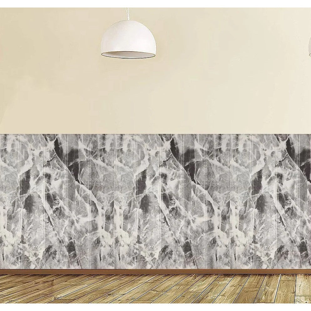 Set 10 Placi Tapet 3D, Flippy, 70 x 70 cm, Grosime 3 mm, din Rasina, Tip Placi de Lemn, Suprafata Acoperita 4.9 mp, Gri