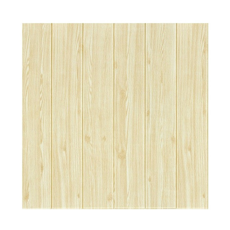 Set 10 Placi Tapet 3D, Flippy, 70 x 70 cm, Grosime 3 mm, din Rasina, Tip Placi de Lemn, Suprafata Acoperita 4.9 mp, Crem