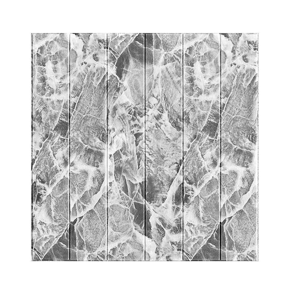 Set 10 Placi Tapet 3D, Flippy, 70 x 70 cm, Grosime 3 mm, din Rasina, Tip Placi de Lemn, Suprafata Acoperita 4.9 mp, Gri
