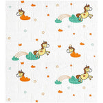 Set 10 Placi Tapet 3D, Flippy, 70 x 77 cm, Grosime 3 mm, din Polietilena, Tip Caramida, Model Unicorni, Suprafata