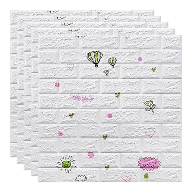 Set 10 Placi Tapet 3D, Flippy, 70 x 77 cm, Grosime 3 mm, din Polietilena, Tip Caramida, Model cu Baloane, Suprafata
