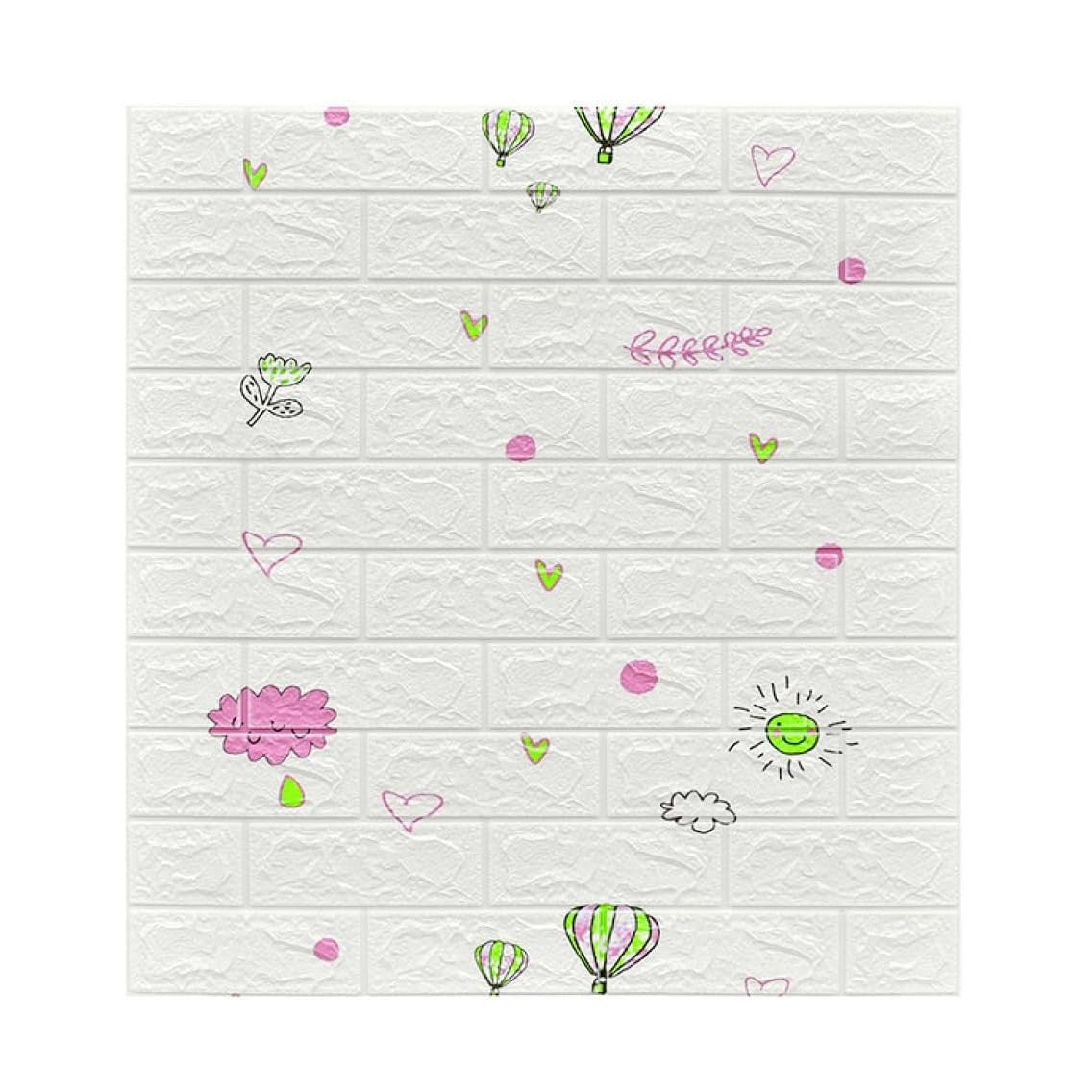Set 10 Placi Tapet 3D, Flippy, 70 x 77 cm, Grosime 3 mm, din Polietilena, Tip Caramida, Model cu Baloane, Suprafata